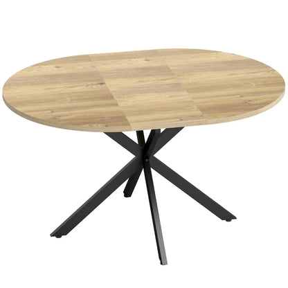 Nancy's Tossicia Eettafel Ovaal - Uitschuifbare eettafel - Tafel ovaal - Naturel hout / Zwart - MDF / Staal
