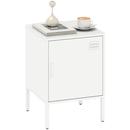 Nancy's Pedemonte Nachtkastje - Bijzettafeltje - Wit - Staal - ± 40 x 40 x 55 cm