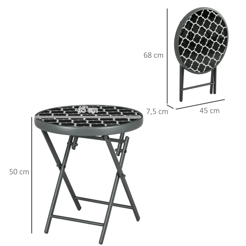 Nancy's Jazente Balkontafel - Terrastafel - Tuintafel - Buitentafel - Grijs / Zwart - Ø45 x 50 cm