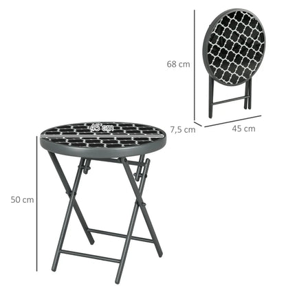 Nancy's Jazente Balkontafel - Terrastafel - Tuintafel - Buitentafel - Grijs / Zwart - Ø45 x 50 cm