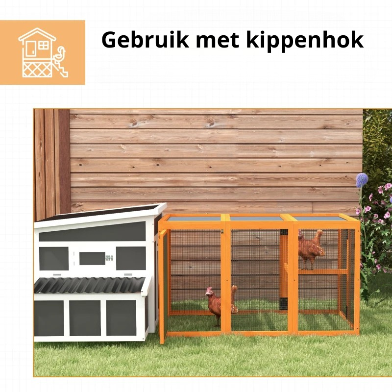 Nancy's Perledo Kippenhok - Kippenren - Sparrenhout - ± 140 x 85 x 80 cm