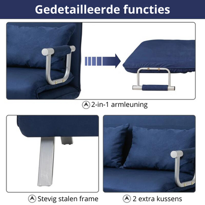 Nancy's Carapito Slaapbank - Zitbank - Bank met slaapfunctie - Blauw