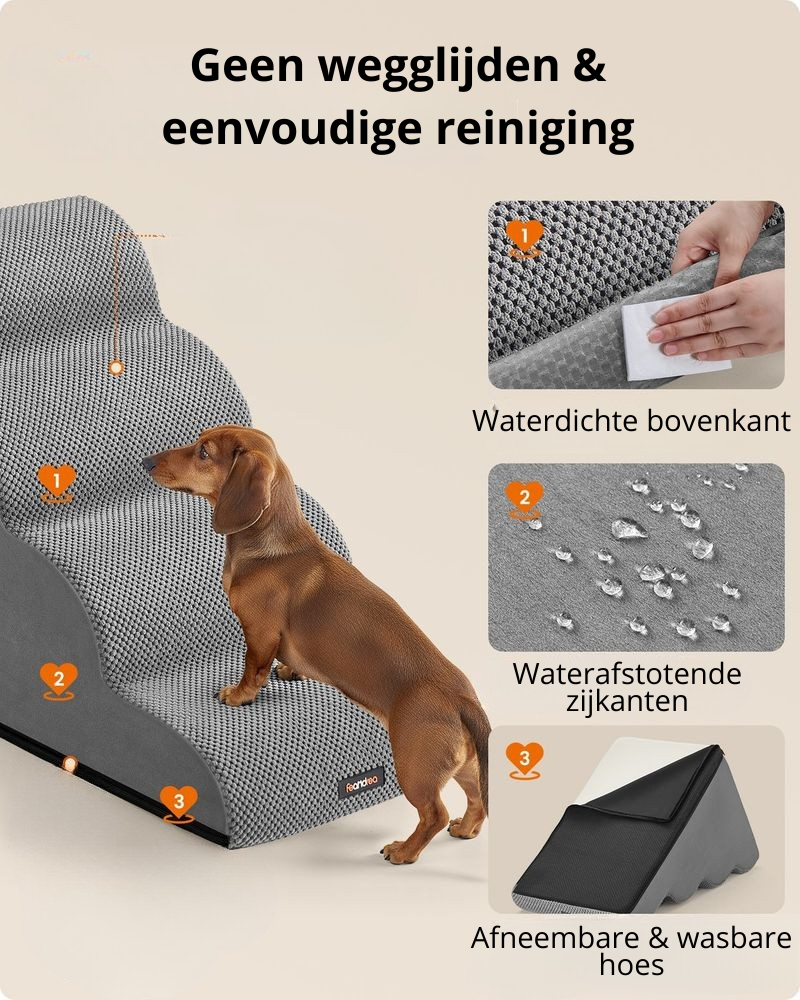 Nancy's Praiano Hondentrap 4 Traps - Dierentrap - Huisdierentrap - Antislip - Grijs - 40 x 72 x 50 cm