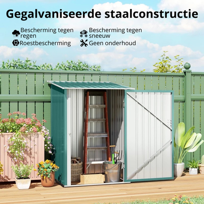 Nancy's Pejo Opbergschuur - Tuinschuur - Gereedschapsschuur - Groen - Staal - ± 100 x 100 x 160 cm