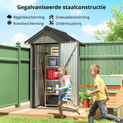 Nancy's Segni Opbergschuur - Gereedschapsschuur - Tuinschuur - Weerbestendig - Grijs - Staal - ± 120 x 120 x 190 cm
