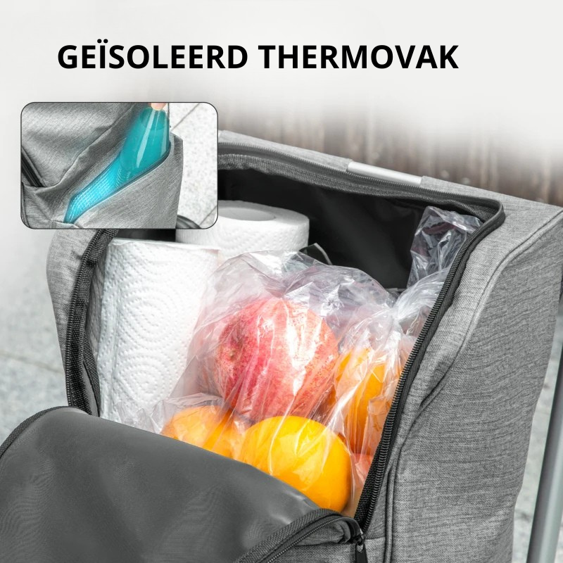 Nancy's Nettuno Boodschappentrolley - Boodschappenwagen - Boodschappenkar - Grijs - 46 Liter
