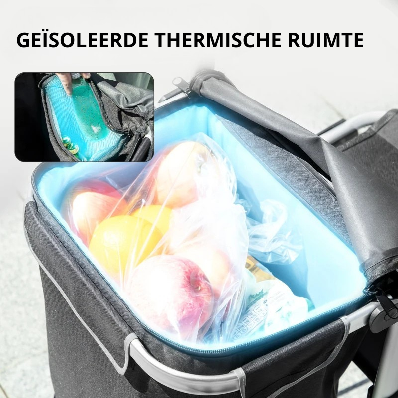 Nancy's Nerviano Boodschappentrolley - Boodschappenkar - Boodschappenwagentje - Zwart / Zilver - 40 Liter