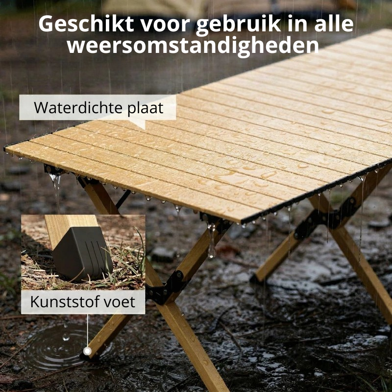 Nancy's Solesino Picknicktafel - Campingtafel - Kampeertafel - Eiken - Aluminium - ± 115 x 60 x 45 cm