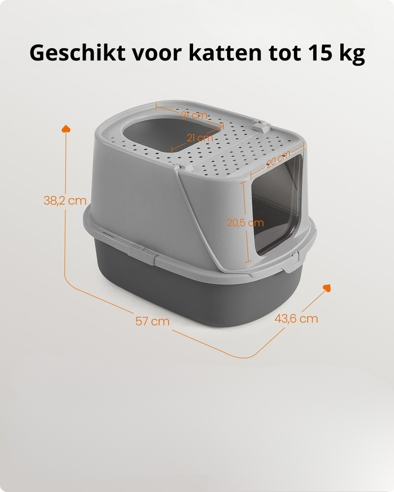Nancy's Piadena Kattenbak - Katten Toilet - Katten WC - Grijs - ± 55 x 45 x 40 cm