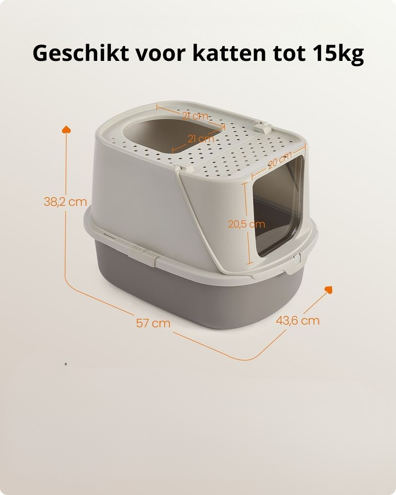Nancy's Piancogno Kattenbak - Katten WC - Katten Toilet - Havermoutkleurig / Warmgrijs - ± 55 x 45 x 40 cm