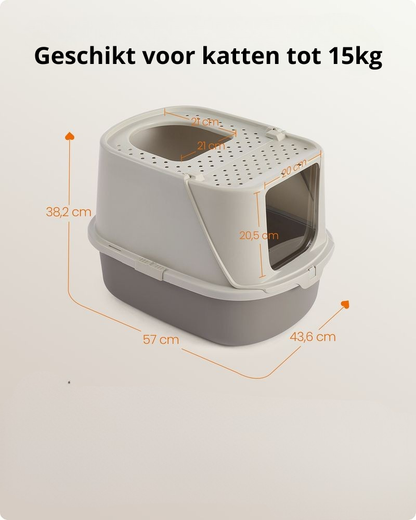 Nancy's Piancogno Kattenbak - Katten WC - Katten Toilet - Havermoutkleurig / Warmgrijs - ± 55 x 45 x 40 cm
