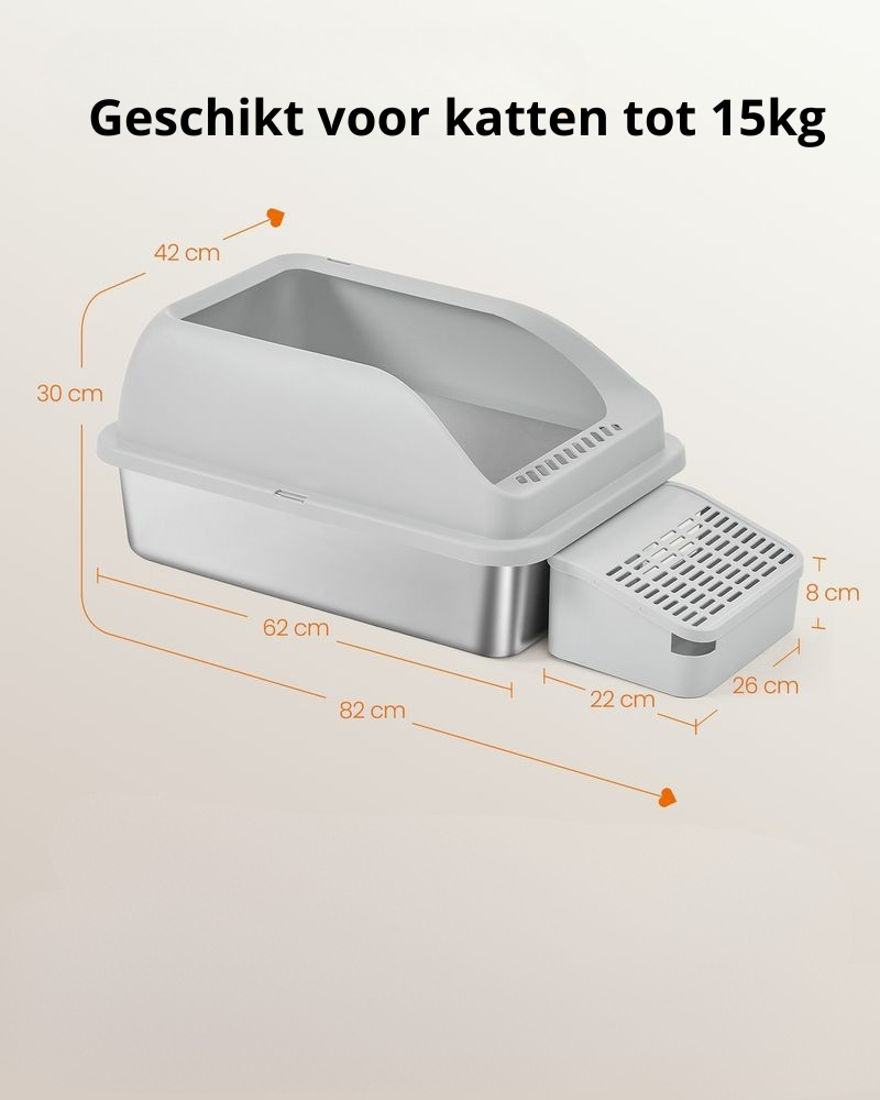 Nancy's Pianella Kattenbak - Katten WC - Katten Toilet - Duifgrijs - ± 60 x 40 x 30 cm