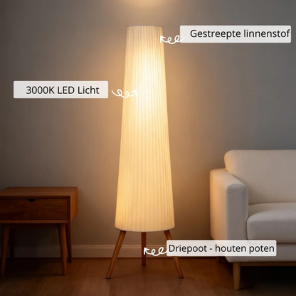 Nancy's Parrano Vloerlamp - Staande Lamp - LED-Lamp - Dimbaar - Wit - Staal / Hout