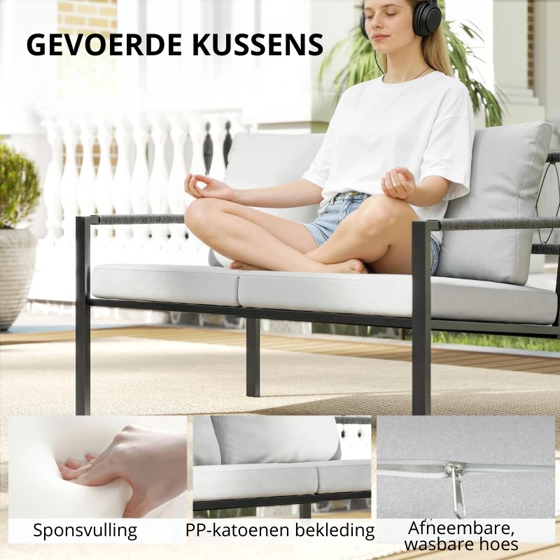 Nancy's Sassetta Loungeset - 5-Delige Terrasmeubelset - Tuinset - Grijs