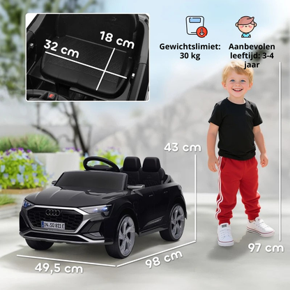 Nancy's Petritoli Elektrische auto voor kinderen - Kinderauto - Audi Q8 Sportback voor kinderen - 3-5 km/u - Zwart