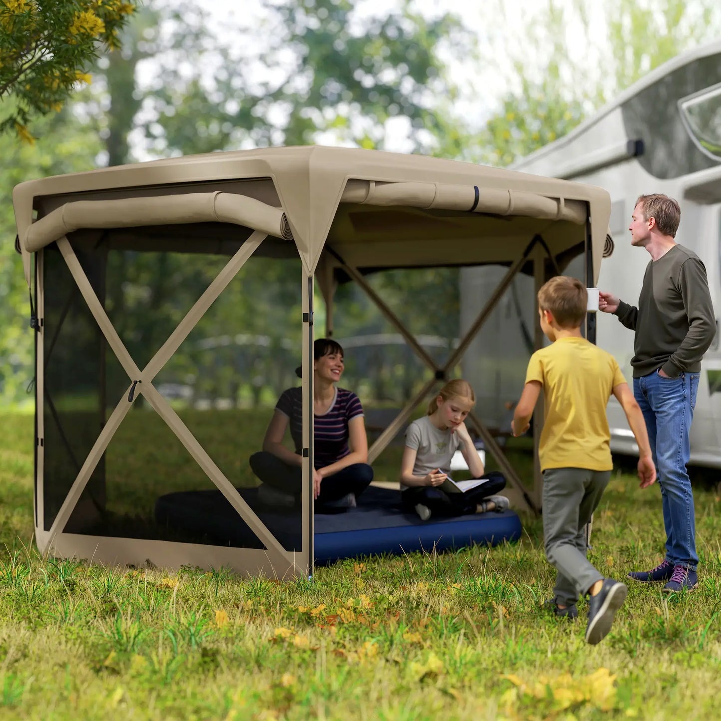 Nancy's Cinquale Paviljoen - Tuinpaviljoen - Partytent - Khaki - 345 x 300 x 210 cm