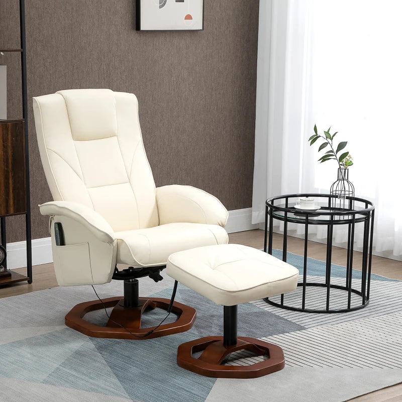 Nancy's Ervedal Massagestoel - Massage Fauteuil - Relaxstoel - Crème Wit / Bruin - Kunstleer
