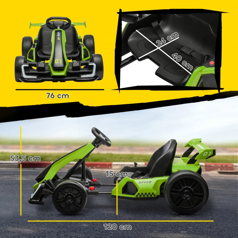 Nancy's Tombolo Elektrische kart voor kinderen - Racekart - Driftkart - Groen / Zwart