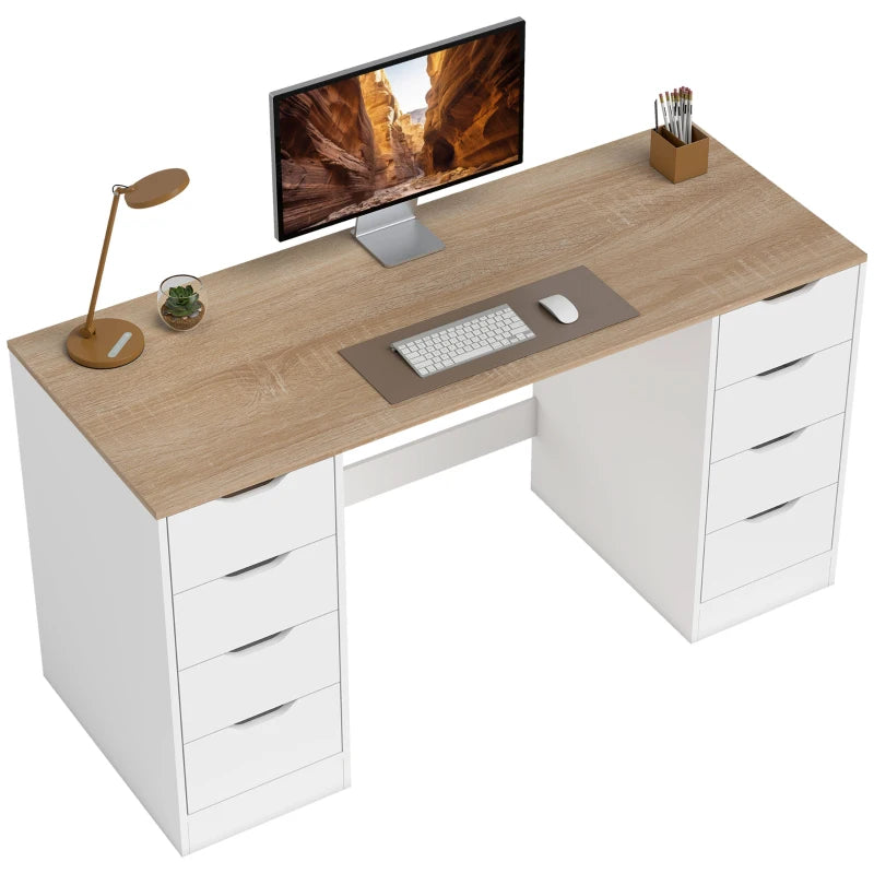 Nancy's Ossana Bureau - Computertafel - Met Lades - Wit / Natuurlijk hout - ± 140 x 55 x 75 cm