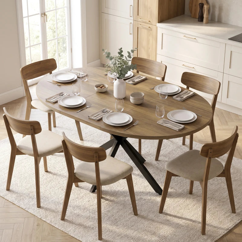 Nancy's Tossicia Eettafel Ovaal - Uitschuifbare eettafel - Tafel ovaal - Bruin / Zwart - MDF / Staal
