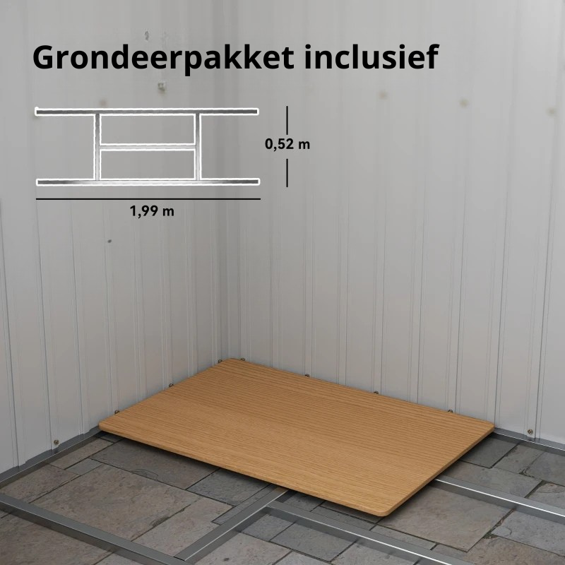 Nancy's Penango Opbergschuur - Gereedschapsschuur - Tuinschuur - Tuinhuisje - Grijs - Staal - ± 215 x 130 x 159/172 cm