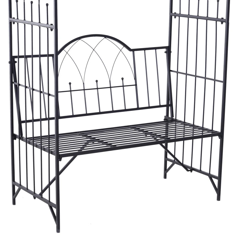 Nancy's Ricadi Tuinbank - Rozenboog - Parkbank - Zwart - Staal - ± 115 x 60 x 205 cm