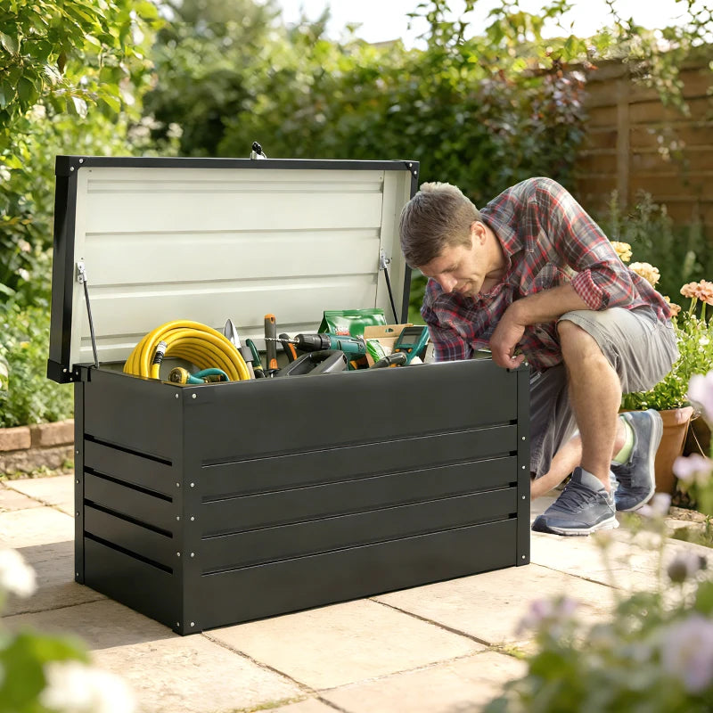 Nancy's Robella Tuinkussenbox - Opbergbox voor buiten - Tuinkist - Grijs - Staal - 120 x 60 x 60 cm