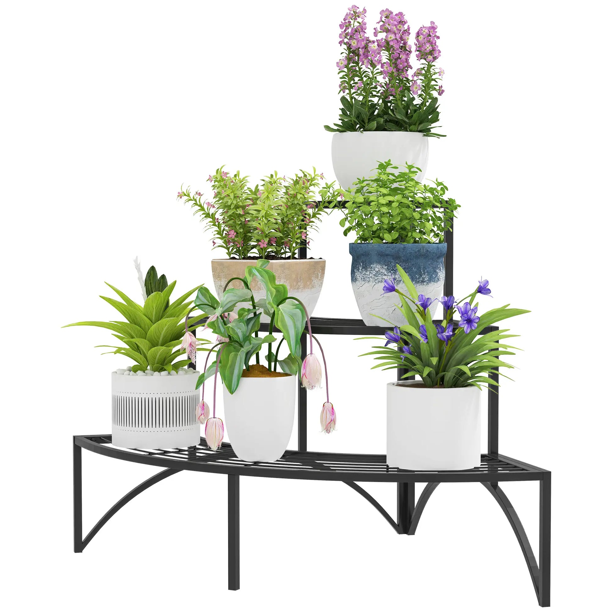 Nancy's Ramalhal Plantenrek - Plantenstandaard - Bloemenstandaard - Zwart - Staal - ± 85 x 60 x 60 cm