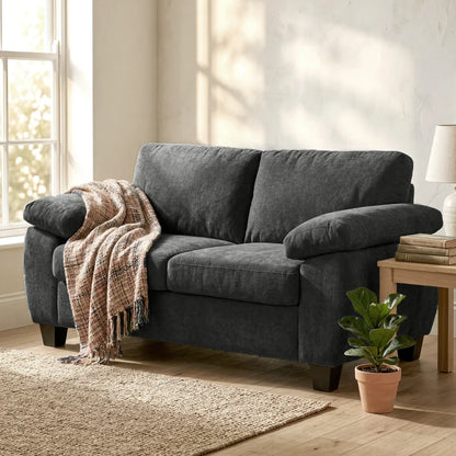 Nancy's Senigallia 2-Zitsbank - Tweezitsbank - Woonkamerbank - Donkergrijs - Chenille - ± 155 x 75 x 80 cm
