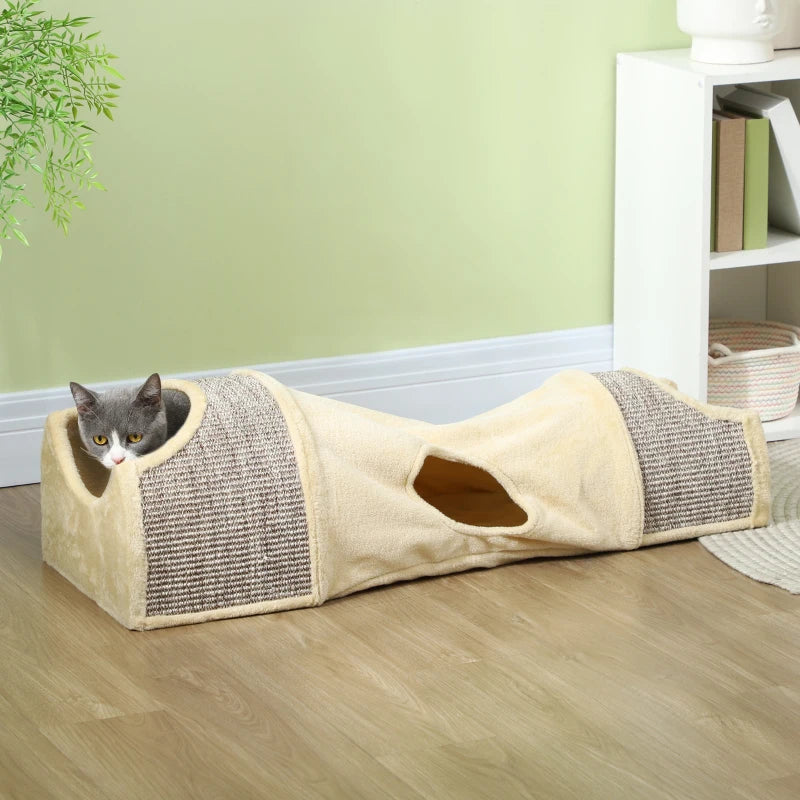 Nancy's Ossela Kattentunnel - Speeltunnel voor Katten - Kattenhuis - Beige - ± 105 x 40 x 30 cm