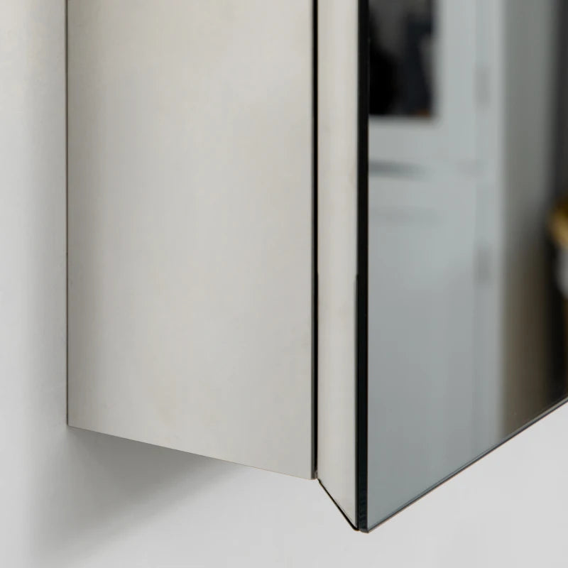 Nancy's Varzielas Spiegelkast - Badkamerkast - Badkamerspiegel - Zilver - ± 55 x 15 x 60 cm