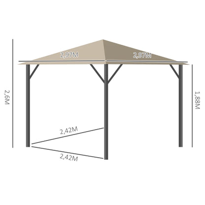 Nancy's Portela Paviljoen - Party Tent - Tuin Paviljoen - Prieel - Khaki - ± 300 x 300 x 260 cm