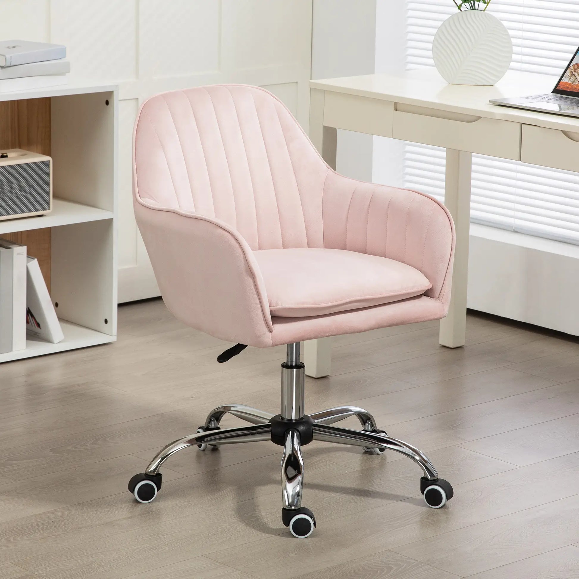 Nancy's Cuvio Bureaustoel - Computerstoel - Roze - Fluweel