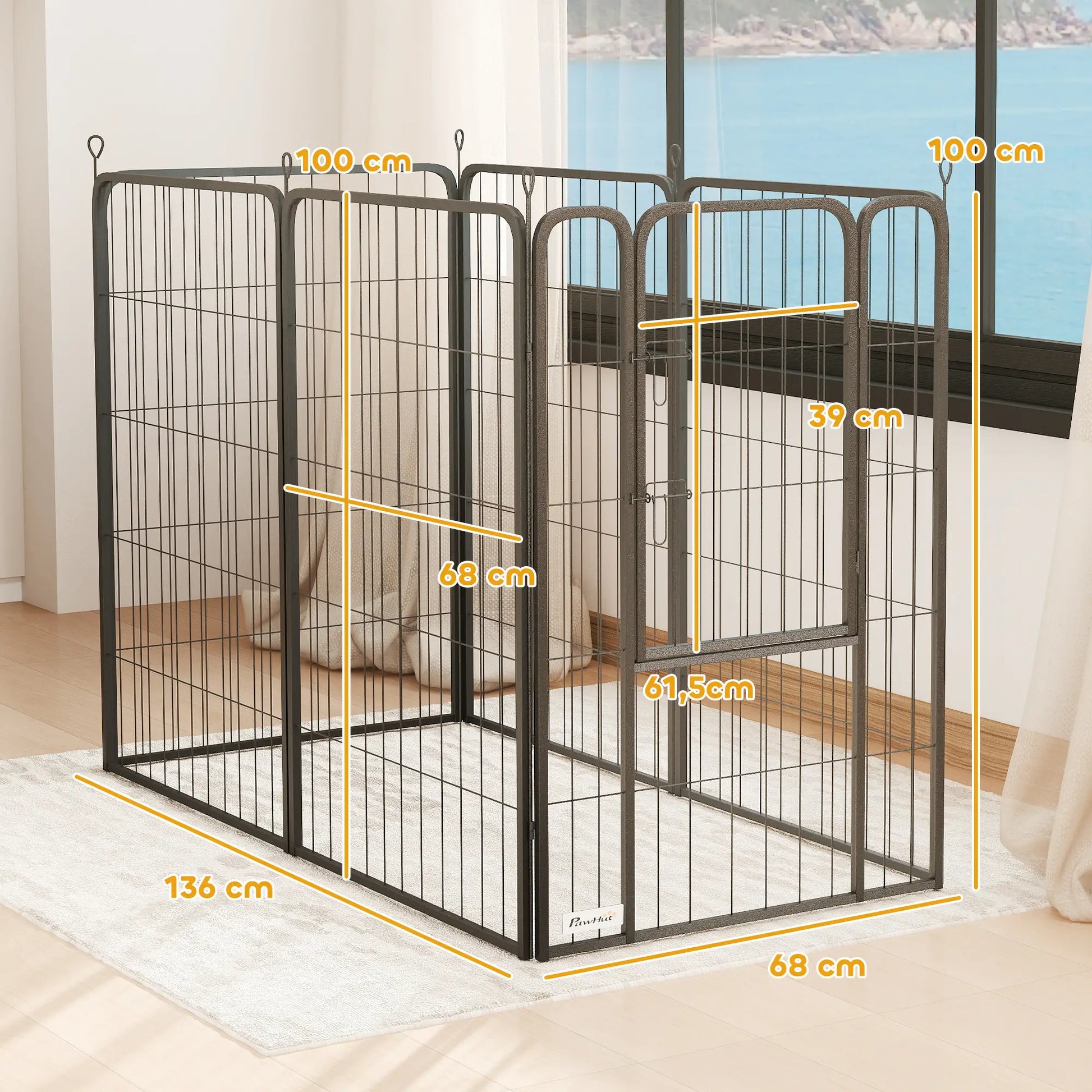 Nancy's Colazza Hondenbox - Honden ren - Puppyren - Puppybox - Zwart - Staal