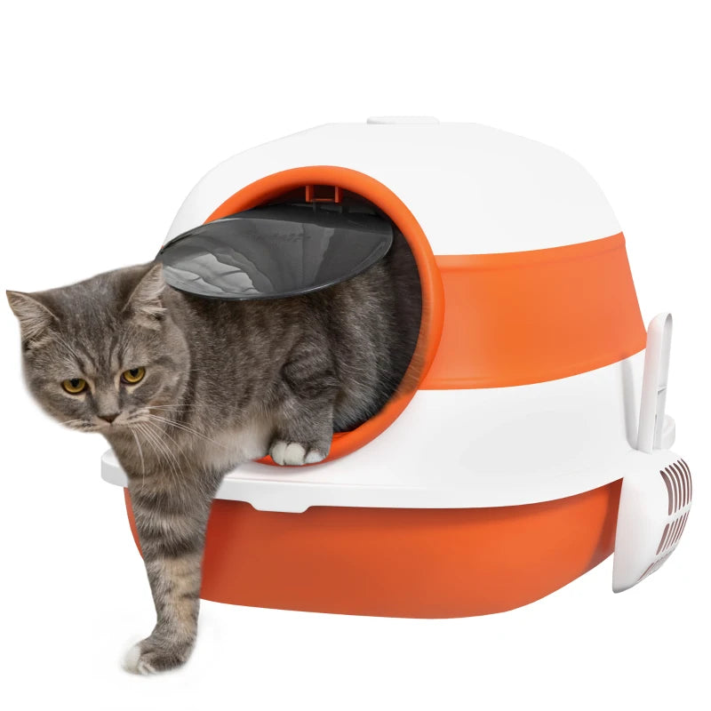 Nancy's Alcoutim Kattenbak - Katten wc - Katten Toilet - Wit / Oranje - ± 50 x 40 x 40 cm