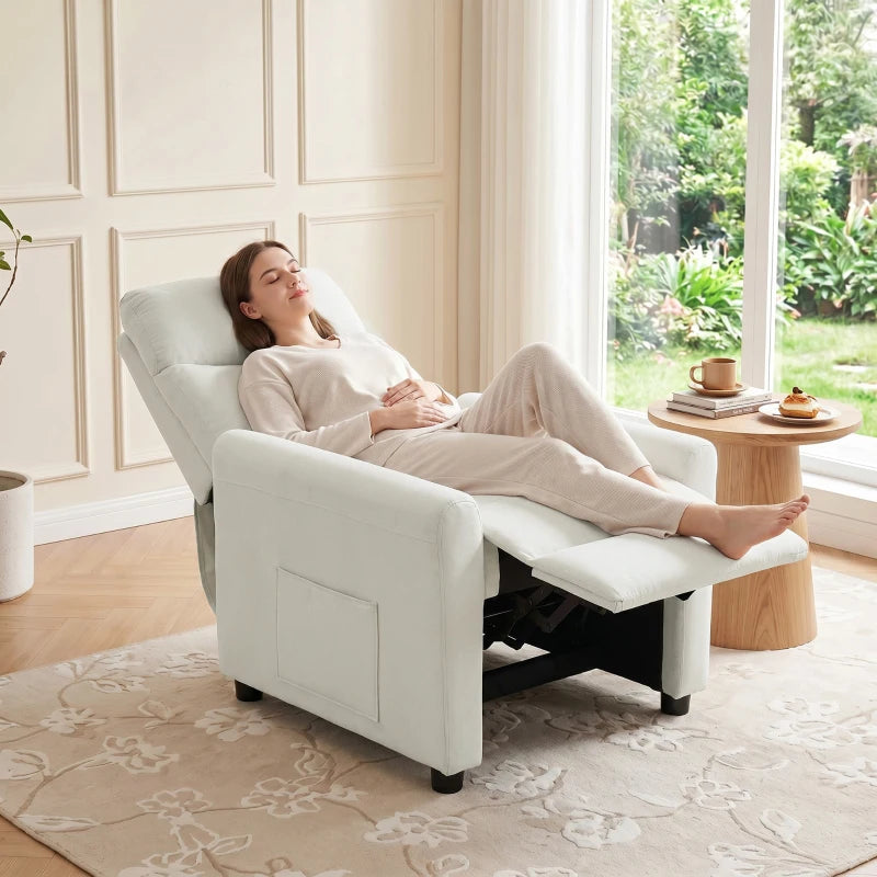 Nancy's Terenzo Lounge Fauteuil - Relaxfauteuil - Loungestoel - Verstelbaar - Crèmewit - Linnen