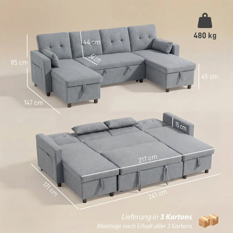 Nancy's Stagno Slaapbank - Logeerbed - Ligbank - Grijs - Linnen