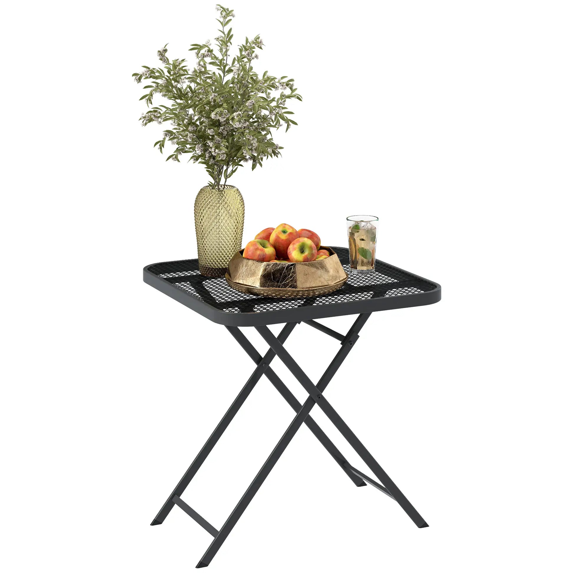 Nancy's Garda Balkontafel - Tuintafel - Terrastafel - Zwart - Staal - ± 70 x 70 x 70 cm