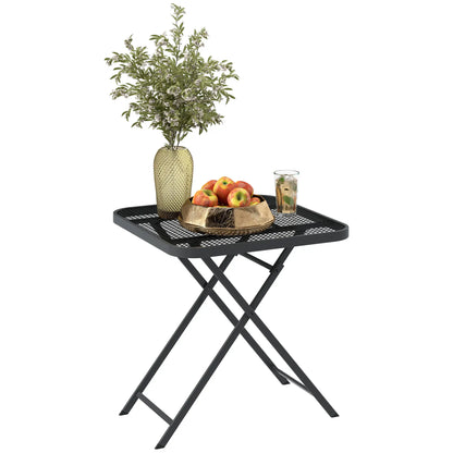 Nancy's Garda Balkontafel - Tuintafel - Terrastafel - Zwart - Staal - ± 70 x 70 x 70 cm