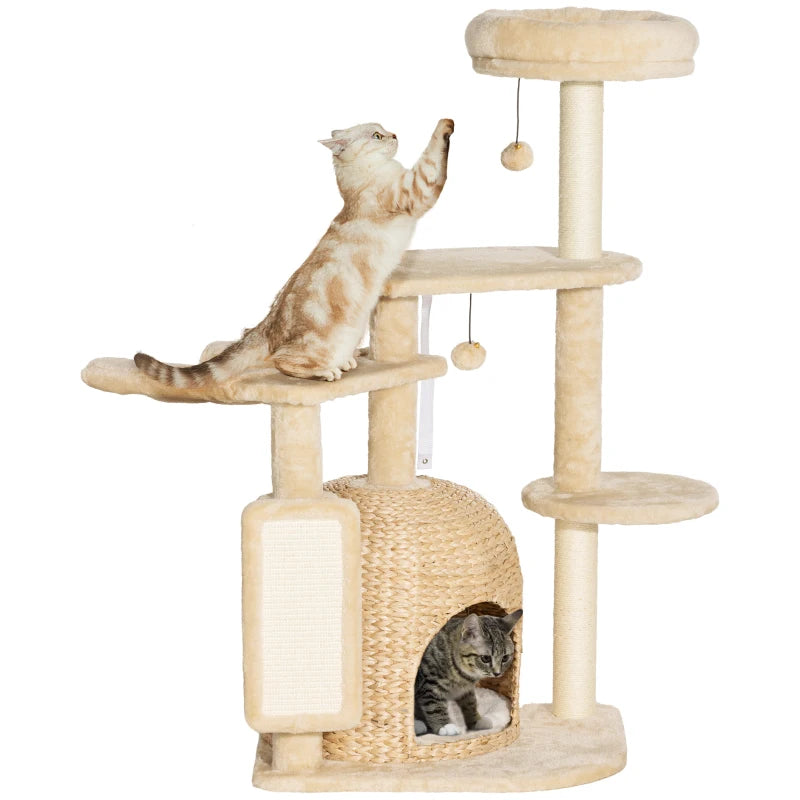 Nancy's Nogueira Krabpaal - Kattenboom - Kattengrot - Beige / Wit - ± 55 x 50 x 110 cm
