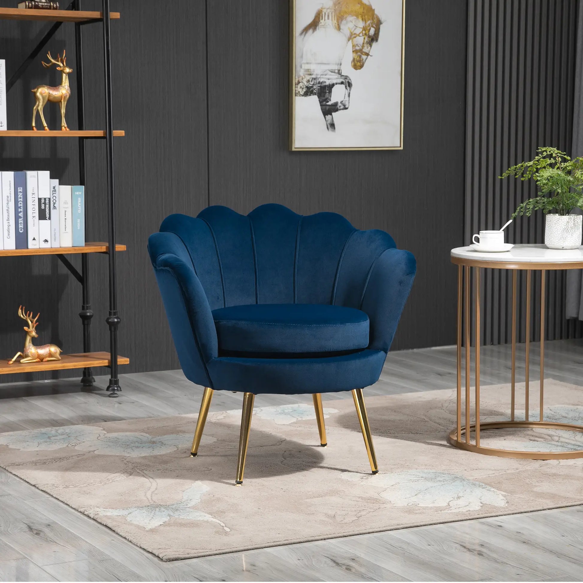 Nancy's Cunevo Fauteuil - Loungestoel - Relaxstoel - Blauw / Goud - Fluweel