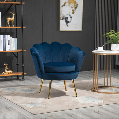 Nancy's Cunevo Fauteuil - Loungestoel - Relaxstoel - Blauw / Goud - Fluweel