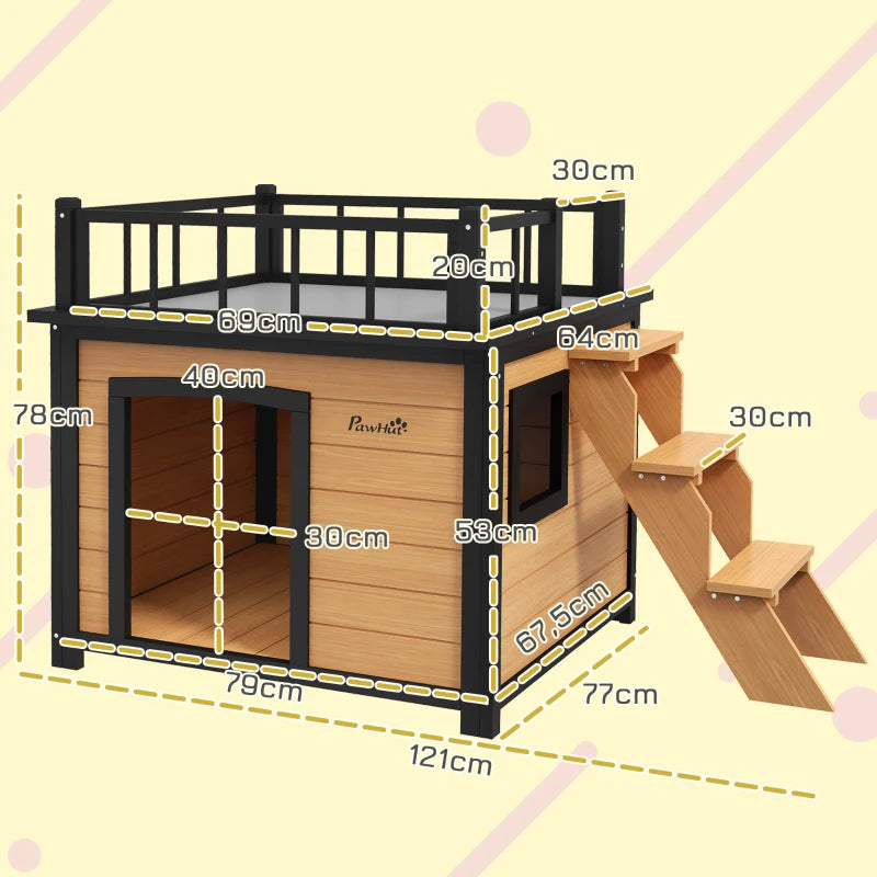 Nancy's Soraga Hondenhok - Buitenverblijf voor Honden - Dakterras - Dennenhout - ± 120 x 75 x 80 cm