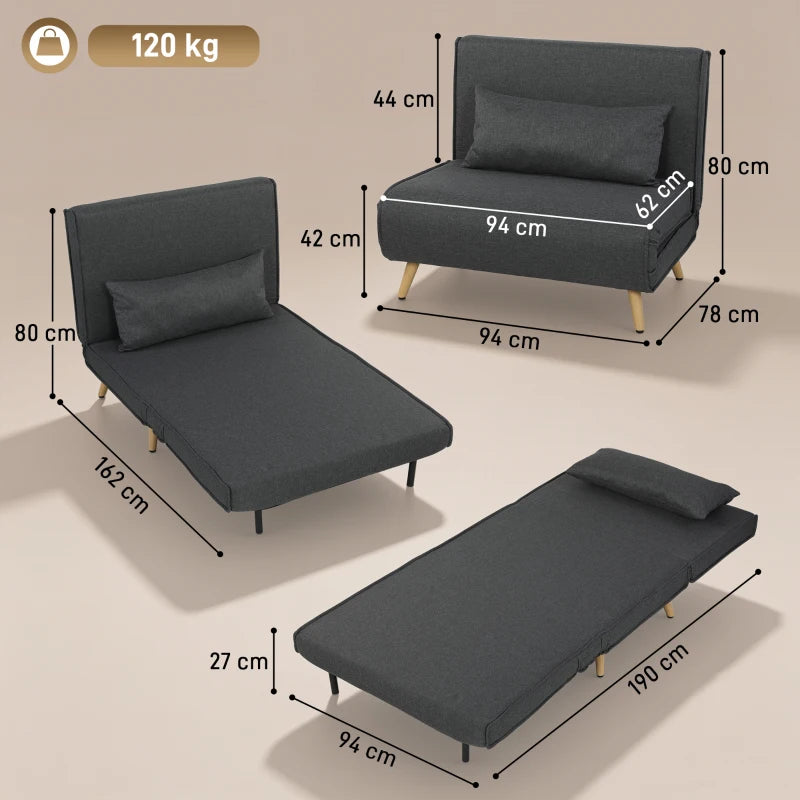 Nancy's Staggia Slaapbank - Logeerbed - Slaapstoel - Grijs - Linnenlook