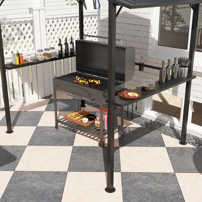 Nancy's Cossignano Barbecue Paviljoen - BBQ Afdak - BBQ Overkapping - Zwart - Staal - 250 x 160 x 250 cm