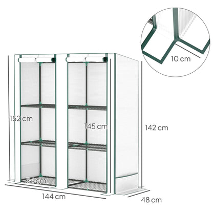 Nancy's Sarzeda Kweekkas - Tuinkas - Plantenkas - Plantenrek - Wit - ± 145 x 50 x 152/142 cm