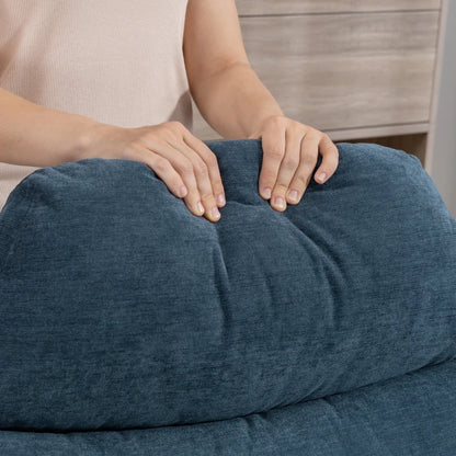 Nancy's Pedaso Relaxfauteuil - Loungestoel - Relaxstoel - Met Voetenbank - Blauw - Chenille