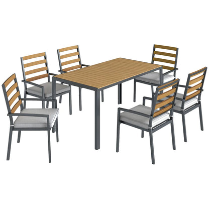 Nancy's Sarnano Tuinset - Tuintafel Set - 7-Delige Tuinmeubel Set - Grijs / Naturel