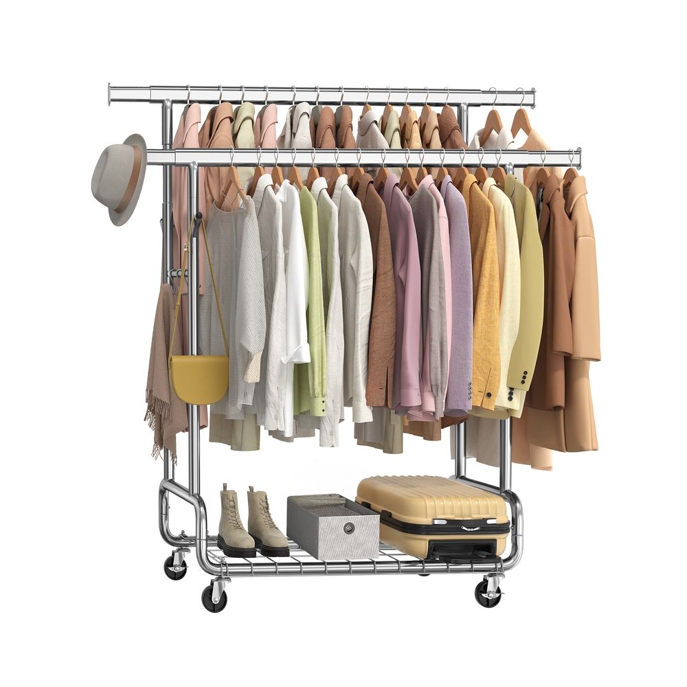 Nancy's Piegaro Kledingrek - Dubbele Kledingstang - Garderoberek - Zilver - Staal