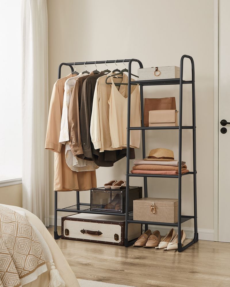 Nancy's Lustosa Kledingrek - Kledingstang - Open Garderobe - Zwart - Staal - ± 100 x 40 x 150 cm